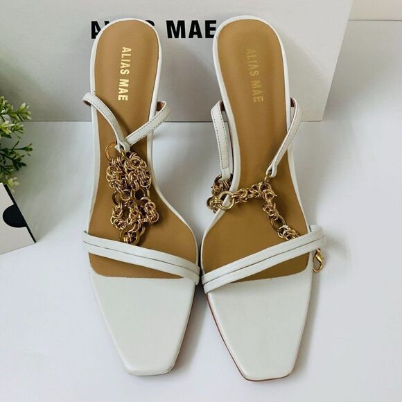 Alias Mae Isha Chain Dress Sandal Size 39EU / 8US Ivory Ankle Strap - Picture 4 of 12